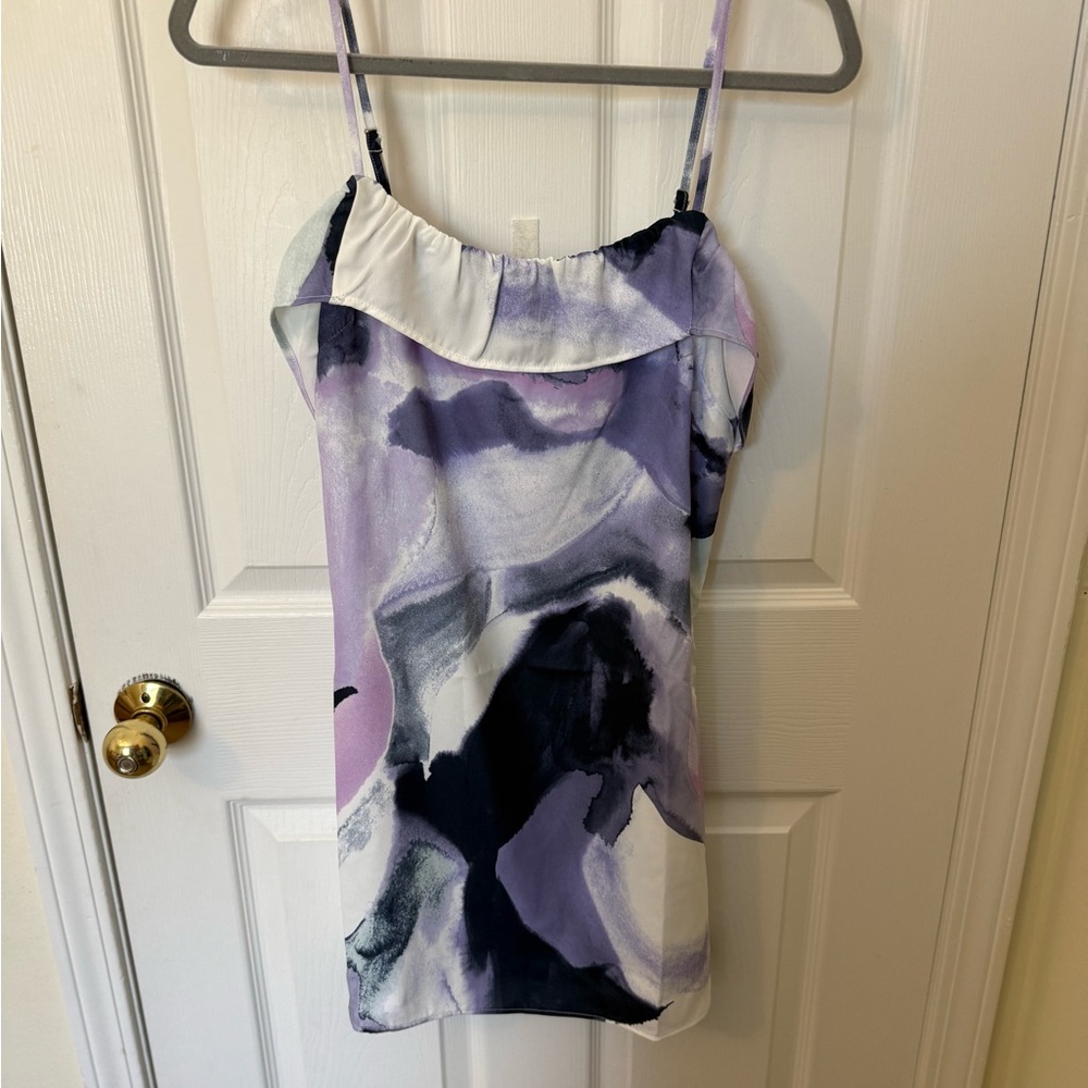French Connection Abstract Purple and Black Mini Dress